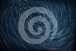 Star trails with the swirl vortex effect seen at night in Romania - Perseid meteor shower 2019