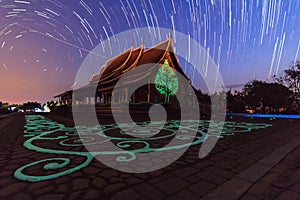 Star trails at the Thai church