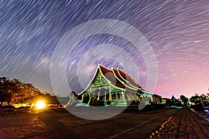 Star trails at the Thai church