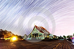 Star trails at the Thai church