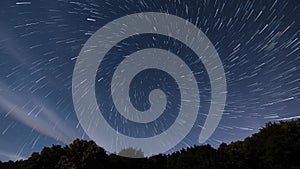 Star Trails vortex time lapse. Beautiful night sky.