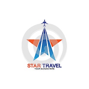 Star travel logo design. Travel agency logo design. Amazing destinations creative symbol concept