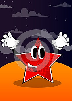 Star is trying to scare you. Funny and cute cartoon character