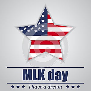 Star with USA flag MLK day on a white background. Vector illustration