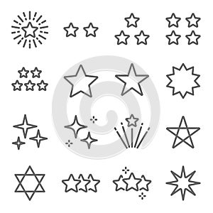 Star vector icon illustration set. Contains such icon as Rating, Glossy, Review, firework, twinkle, glow, glitter, Starry night, a