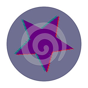 Star. Vector icon of violet color. Glitch