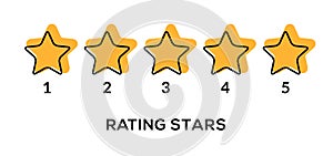 Star vector rate 5 review icon. Five star rate yellow row quality gold symbol ranking