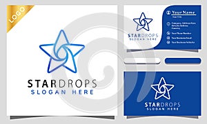 Star Water Drops colorful Logo Design Vector Illustration Template. modern logo design business card