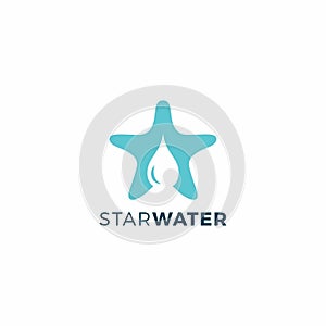 Star Water Logo Design. Star Icon