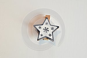 Star white for Christmas decorations background white