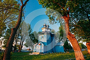 Staraya Belitsa, Uritskiy Sel`sovet , Gomel Region, Belarus. Old Wooden Orthodox Church Of St Nicholas The Wonderworker
