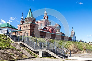 Staraya Ladoga, Russia,At the entrance to the Staraya Ladoga St. Nicholas Monastery on a sunny spring morning