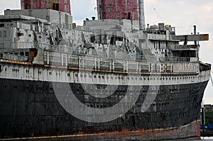 Starboard side of the ocean liner SS United States in Philadelphia