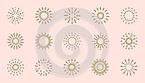 Starburst line art icon. Vector logo spark sunburst. Outline sunburst and starburst, editable stroke