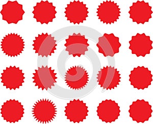 Starburst sticker set - special offer sale oval and round shaped sunburst labels, badges, Promo stickers with star edges. Vector.