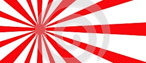 Starburst or sunburst background pattern with a red and white colors in a radial striped design. Japan style background design.
