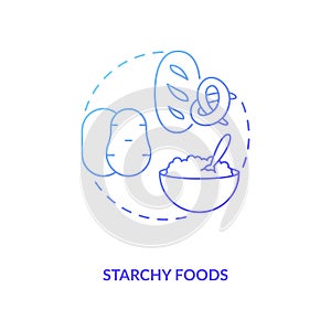 Starchy foods products concept icon photo