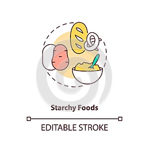 Starchy foods products concept icon photo