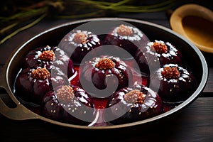 Starchy Plum dumplings with poppy seeds. Generate ai photo