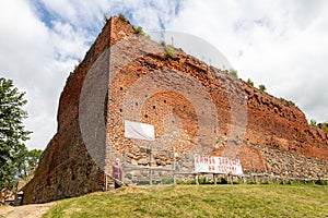 Stare Drawsko, zachodniopomorskie / Polska - July 9, 2019: Old ruins of the Joanit castle in Central Europe. Old medium stronghold