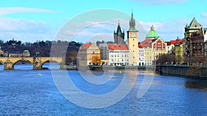 Stare Mesto embankment of Vltava River, Prague, Czech Republic