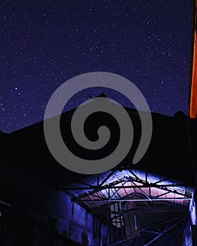 Starfiel sky in abandoned building