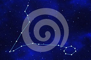 Starfield background of zodiacal symbol