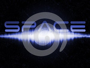 Starfield with sonic burst and space text