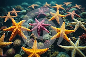 Starfish Adorning the Ocean Floor in Natural Habitat