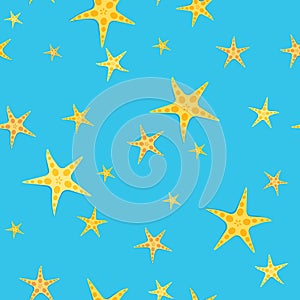 Starfish on blue background