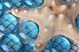 Starfish and Blue Beach Glass