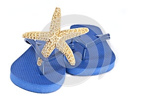 Starfish on Blue Flip Flop