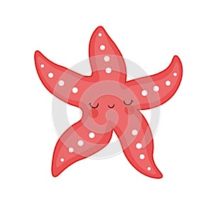 Starfish cartoon vector illustration. Red cute starfish illustration for kids and babies. Sea creature. sea dweller