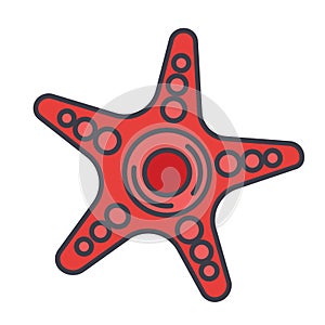 Starfish flat line illustration, concept vector isolated icon
