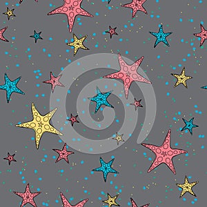 Starfish on grey background