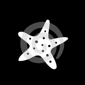 Starfish icon isolated on black background.