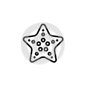 starfish icon thin line black on white background