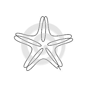 STARFISH LINE ART. Vector sea star. Continuous Line Drawing Vector Illustration