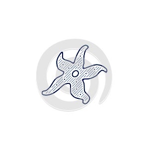 Starfish line icon. starfish linear hand drawn pen style line icon