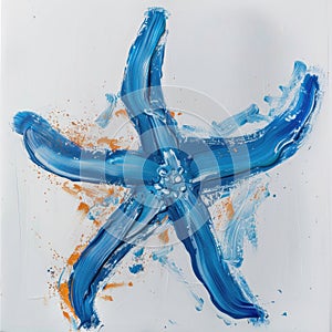 The starfish is painted with a brushstroke on a white background