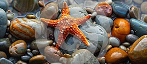 Starfish Resting on Rocks