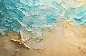 Starfish Resting on Sandy Beach by Ocean