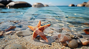 starfish on a rocky sand beach