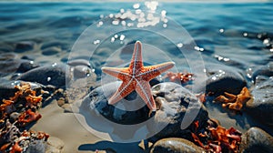 starfish on a rocky sand beach