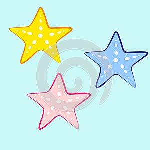 Starfish, sea star summer cartoon design  isolated on white background. illustration.