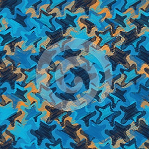 Starfish seamless vector pattern with blue and orange shapes