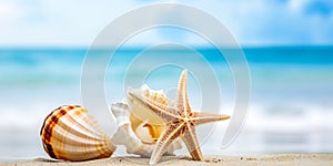 Starfish and seashells at the beach