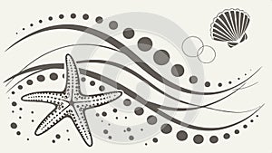 Starfish and seashells, beach elements, and coastal decor vector design Generative AI