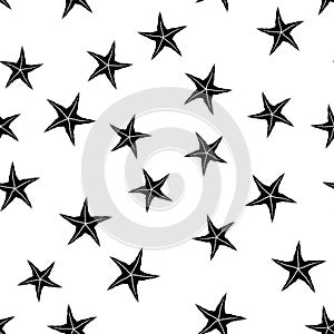 Starfish Silhouette Seamless Pattern