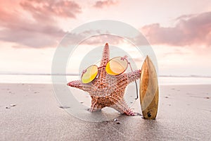 Starfish surfer on beach